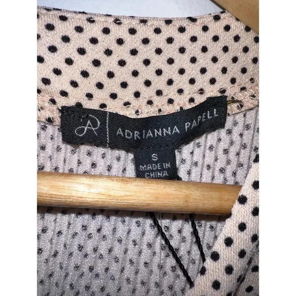 Adrianna Papell size Small pleated dot sleeveless shirt tank pink blouse NWT - Picture 3 of 4